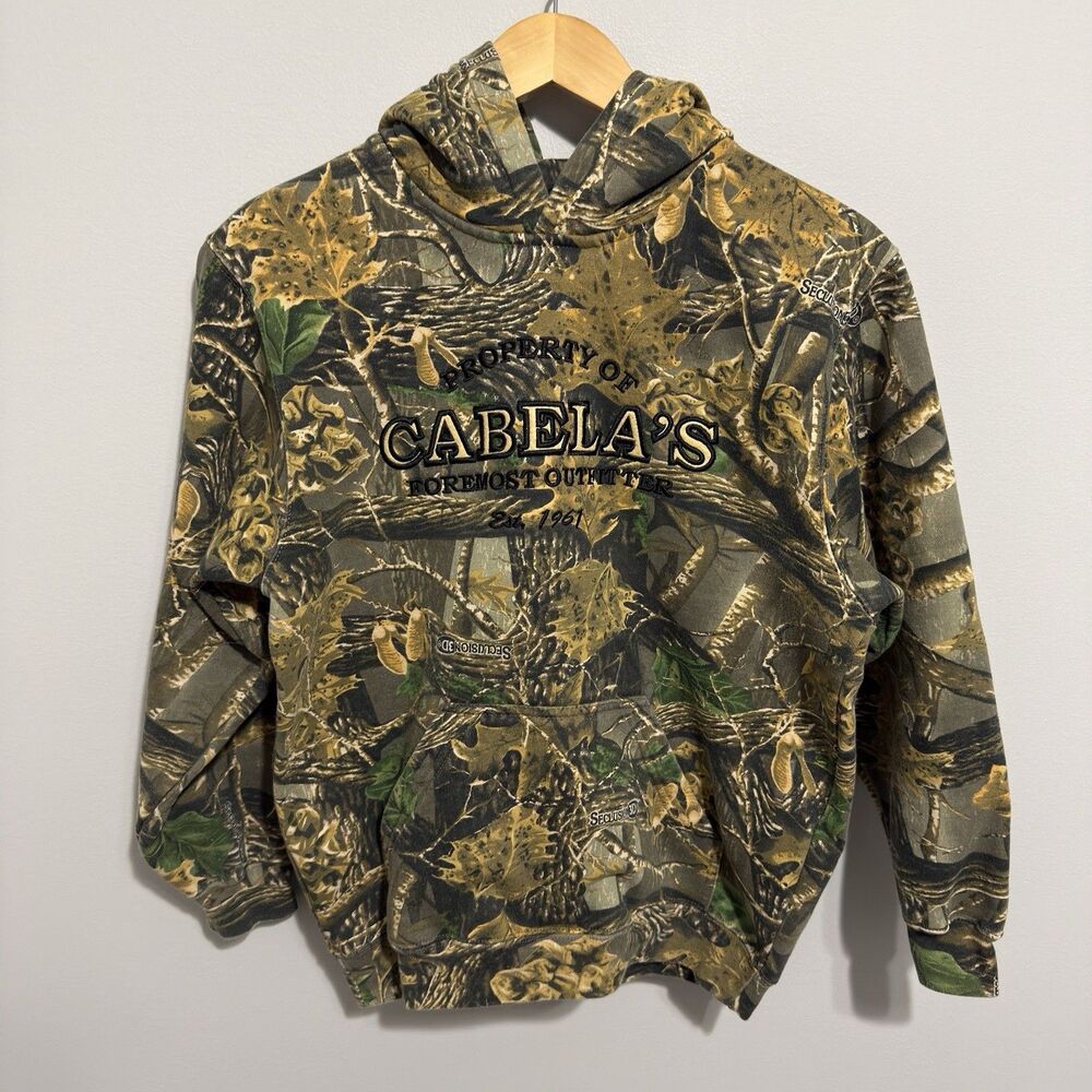 Vintage Cabellas Seclusion 3D Womens Hoodie Size Large Measures 20x24